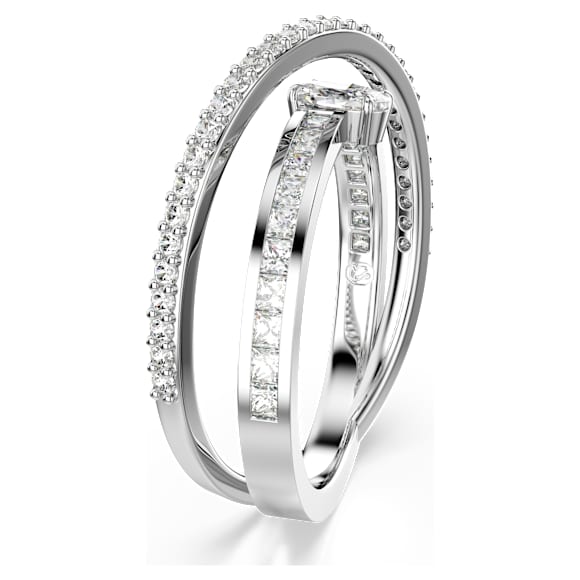 Hyperbola ring, Mixed cuts, White, Rhodium plated - Swarovski, 5691228