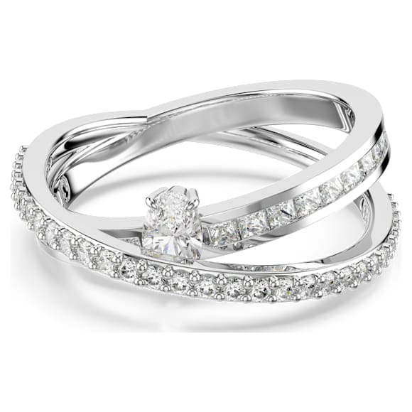 Hyperbola ring, Mixed cuts, White, Rhodium plated - Swarovski, 5691229