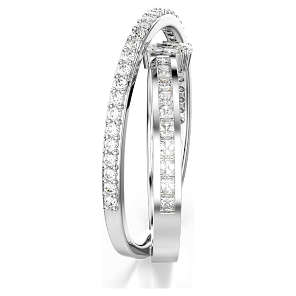 Hyperbola ring, Mixed cuts, White, Rhodium plated - Swarovski, 5691229