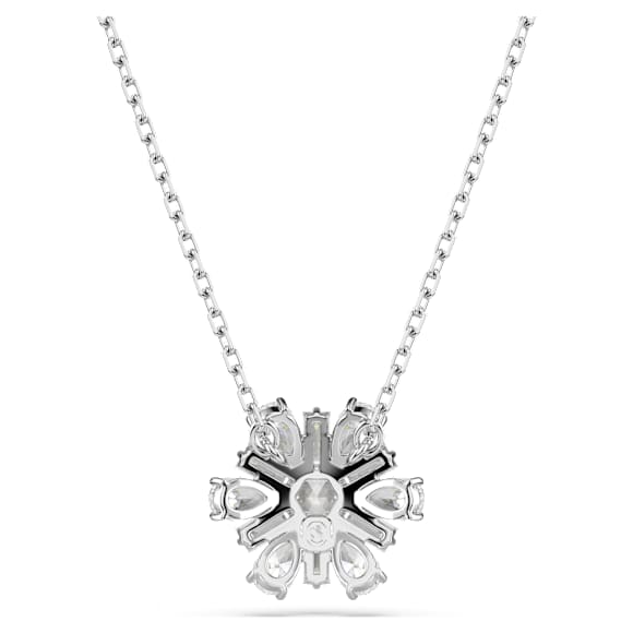 Idyllia pendant, Mixed cuts, Snowflake, White, Rhodium plated - Swarovski, 5691484