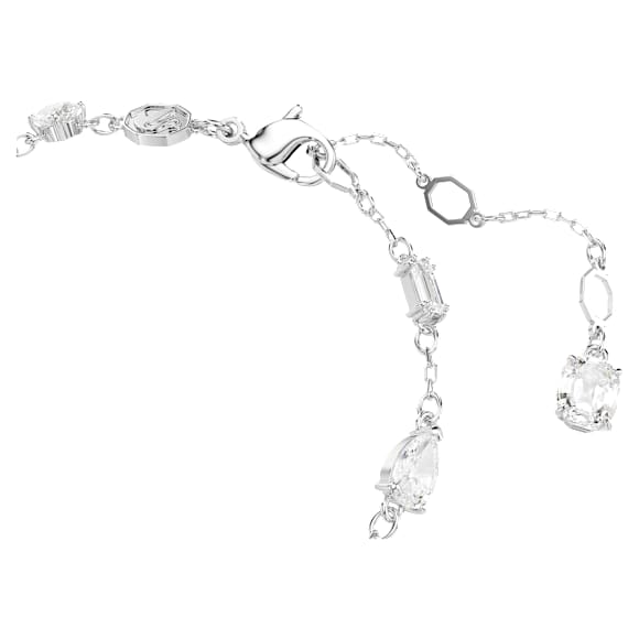 Idyllia bracelet, Mixed cuts, Snowflake, White, Rhodium plated - Swarovski, 5691485