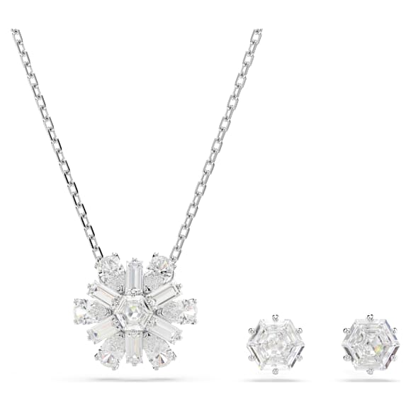 Idyllia 세트, 믹스 컷, 눈꽃, 화이트, 로듐 플래팅 - Swarovski, 5691486