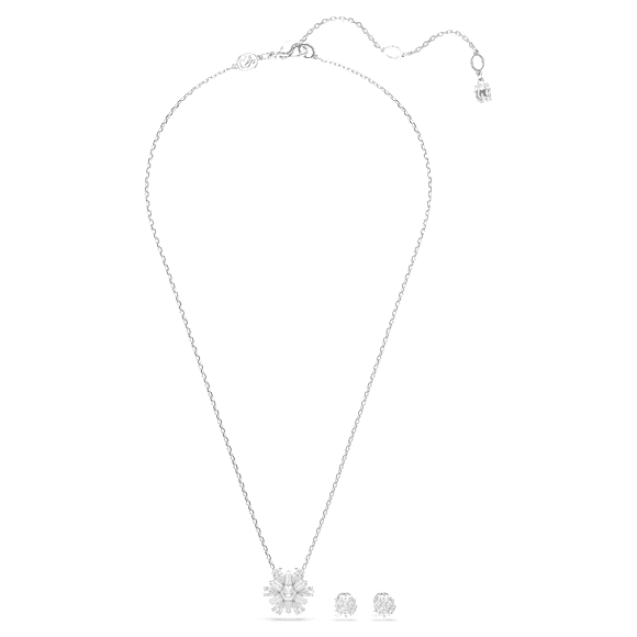 Set Idyllia, Taglio misto, Fiocco Di Neve, Bianco, Placcato rodio - Swarovski, 5691486