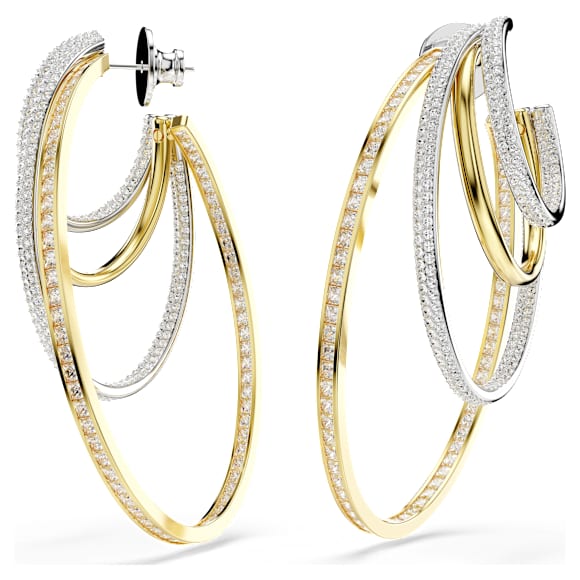 Hyperbola Kreolen, Verschiedene Schliffe, Groß, Weiß, Metallmix - Swarovski, 5691618