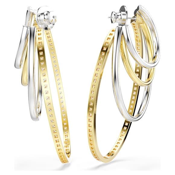 Hyperbola Kreolen, Verschiedene Schliffe, Groß, Weiß, Metallmix - Swarovski, 5691618