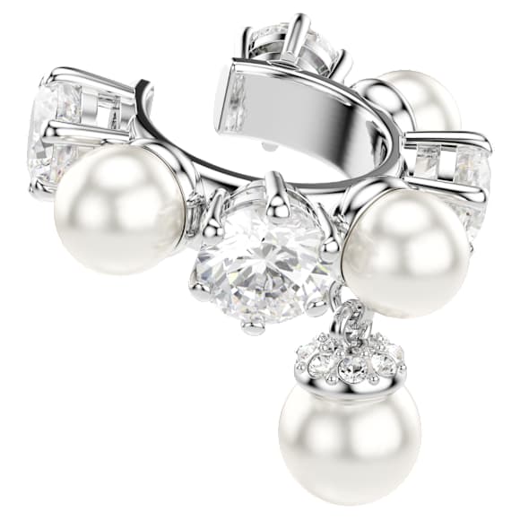 Brinco cuff Matrix, Conjunto (3), Crystal Pearl, Lapidação redonda, Branca, Lacado a ródio - Swarovski, 5691715