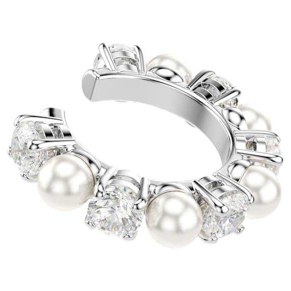 Brinco cuff Matrix, Conjunto (3), Crystal Pearl, Lapidação redonda, Branca, Lacado a ródio - Swarovski, 5691715