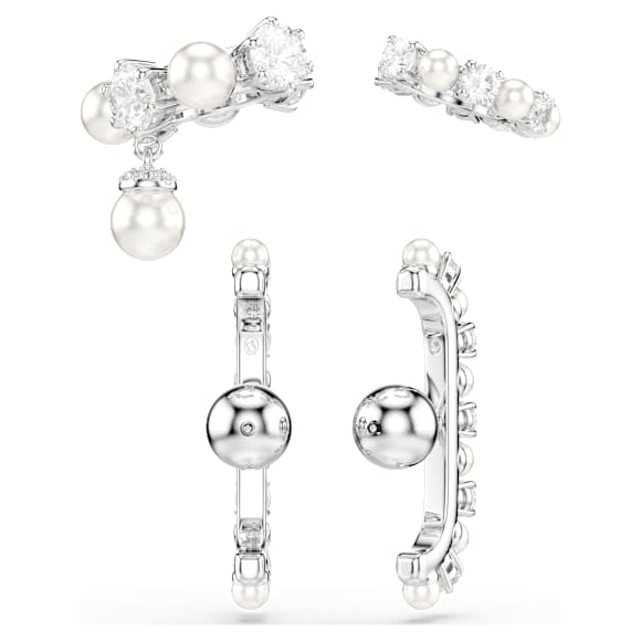 Brinco cuff Matrix, Conjunto (3), Crystal Pearl, Lapidação redonda, Branca, Lacado a ródio - Swarovski, 5691715