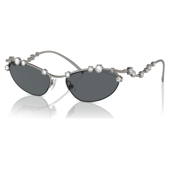 แว่นกันแดด, ทรงตาแมว, SKU001, โทนสีเงิน - Swarovski, 5691743