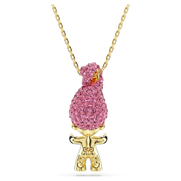 Good Luck Trolls pendant, Troll, Pink, Gold-tone plated - Swarovski, 5691940