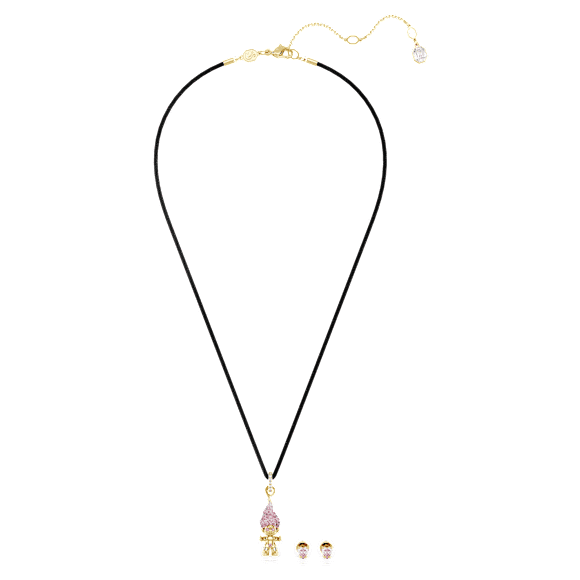 Good Luck Trolls set, Troll, Pink, Gold-tone plated - Swarovski, 5691945