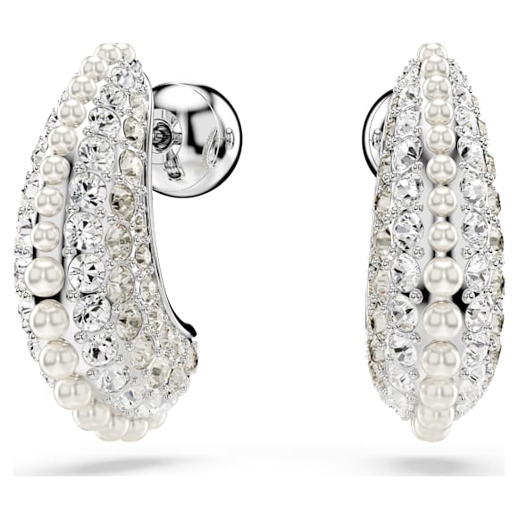Sublima csepp alakú fülbevaló, Kristálygyöngy, Körmetszéses, Kicsi, Fehér, Ródium bevonattal - Swarovski, 5692107