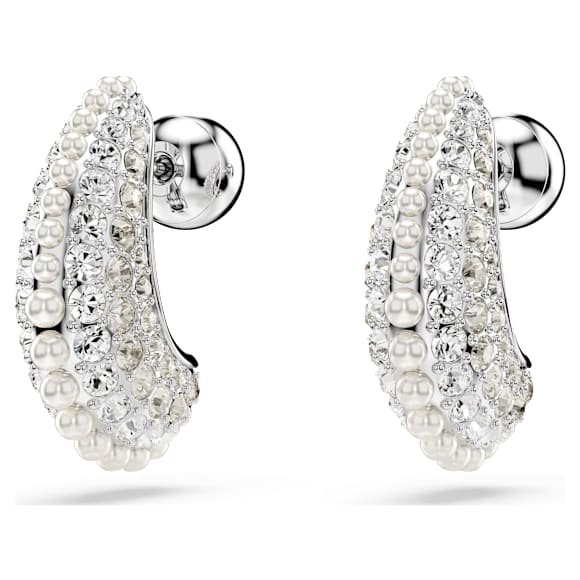 Sublima csepp alakú fülbevaló, Kristálygyöngy, Körmetszéses, Kicsi, Fehér, Ródium bevonattal - Swarovski, 5692107