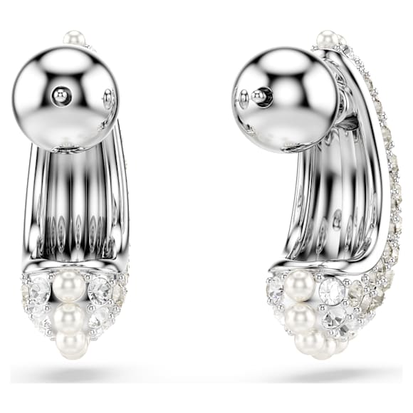 Sublima csepp alakú fülbevaló, Kristálygyöngy, Körmetszéses, Kicsi, Fehér, Ródium bevonattal - Swarovski, 5692107