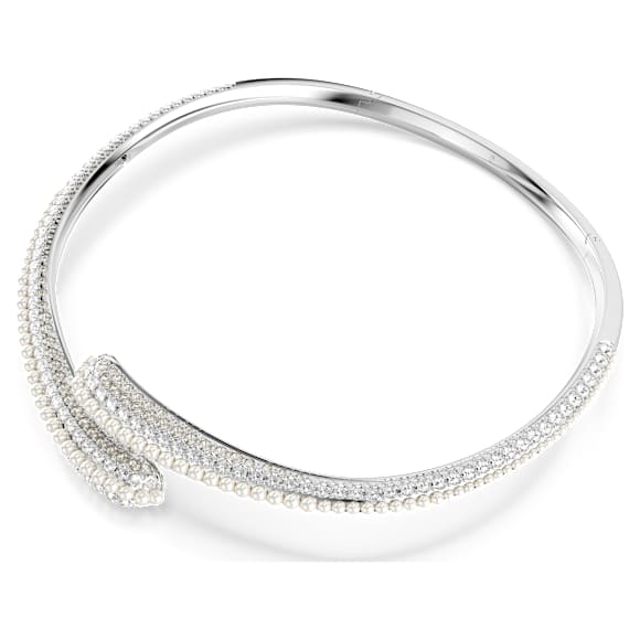 Collana Sublima, Crystal Pearl, Taglio Round, Bianca, Placcato rodio - Swarovski, 5692110