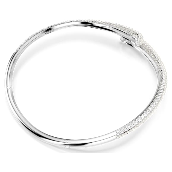 Collana Sublima, Crystal Pearl, Taglio Round, Bianca, Placcato rodio - Swarovski, 5692110