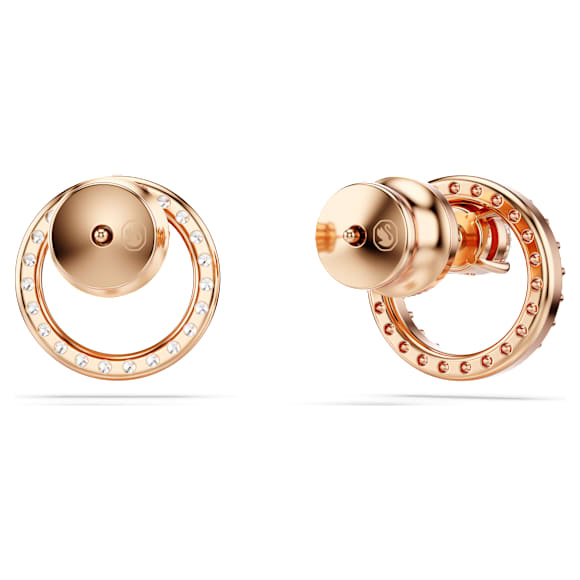 Constella stud earrings, Round cut, White, Rose gold-tone plated - Swarovski, 5692263