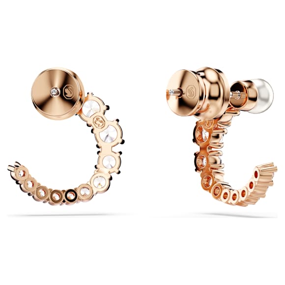 Matrix hoop earrings, Crystal pearl, Round cut, White, Rose gold-tone plated - Swarovski, 5692264