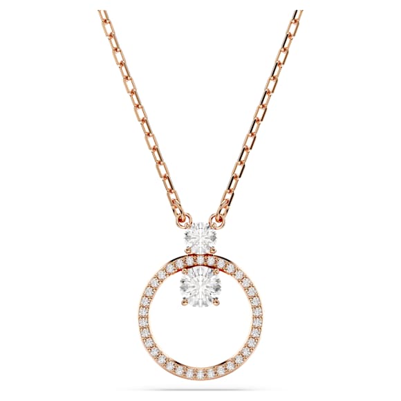 Constella pendant, Pavé, Round cut, White, Rose gold-tone plated - Swarovski, 5692266