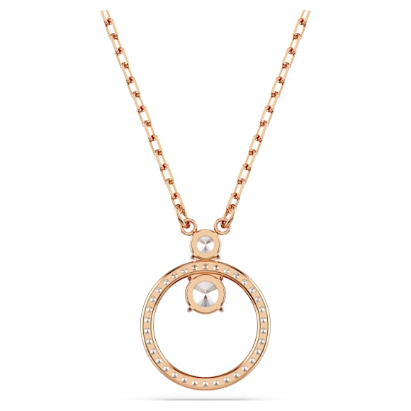 Constella pendant, Pavé, Round cut, White, Rose gold-tone plated - Swarovski, 5692266