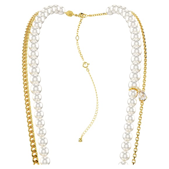 Idyllia body chain, Crystal pearls, White, Gold-tone plated - Swarovski, 5692401