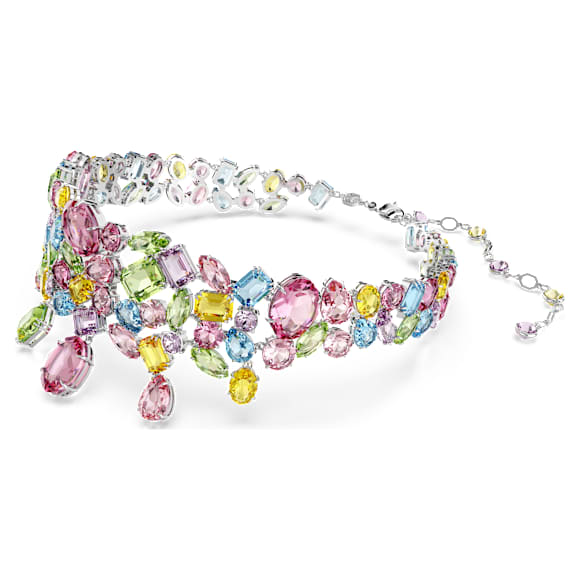 Naszyjnik typu choker Gema, Szlify różnorodne, Różnokolorowy, Powłoka z rodu - Swarovski, 5692418