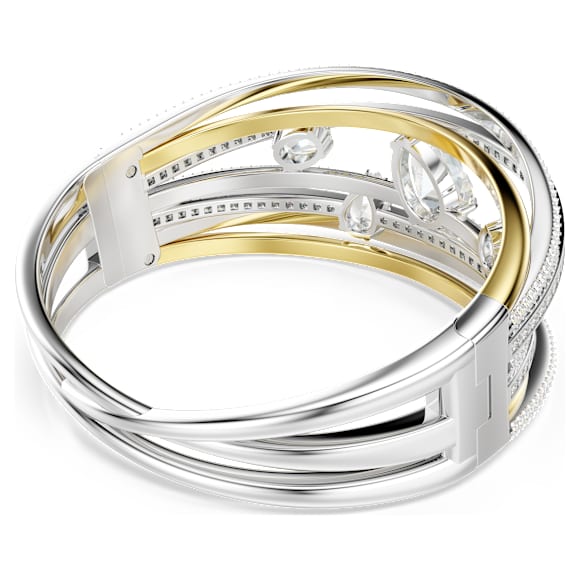 Hyperbola bangle, Mixed cuts, White, Mixed metal finish - Swarovski, 5692423