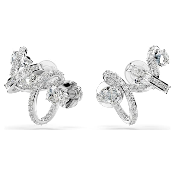 Hyperbola fülgyűrű, Vegyes metszés, Fehér, Ródium bevonattal - Swarovski, 5692424