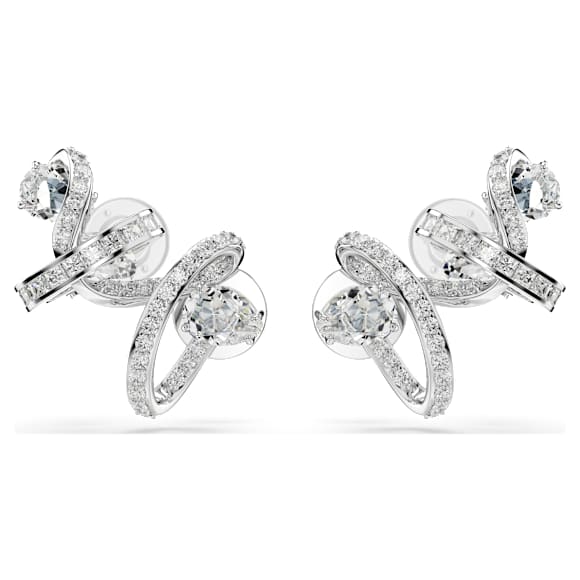 Hyperbola Ohrspange, Verschiedene Schliffe, Weiß, Rhodiniert - Swarovski, 5692424