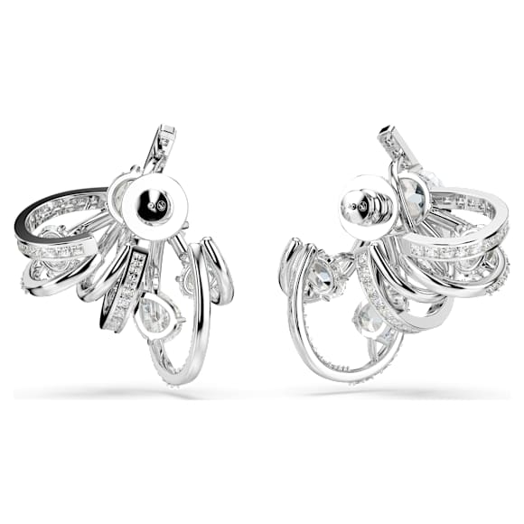 Hyperbola ear cuff, Statement, Mixed cuts, White, Rhodium plated - Swarovski, 5692427
