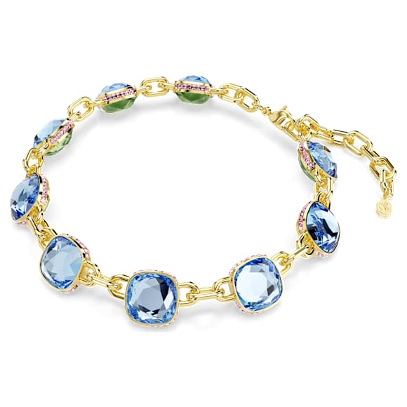 Chroma Tennis 項鏈, 枕形切割, 漸層色, 18K 金飾面 - Swarovski, 5692482