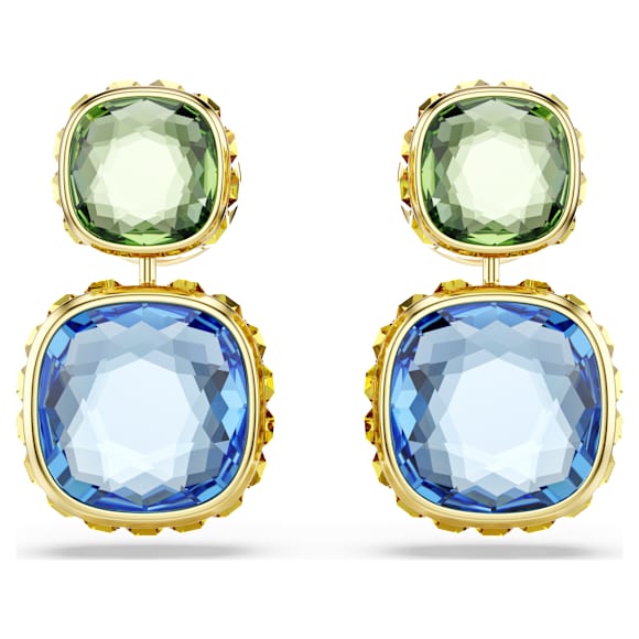 Chroma 水滴形耳环, 枕形切割, 流光溢彩, 金色饰面 - Swarovski, 5692492