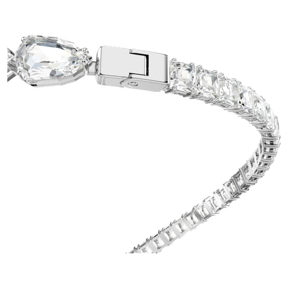Matrix open necklace, Mixed cuts, White, Rhodium plated - Swarovski, 5692517