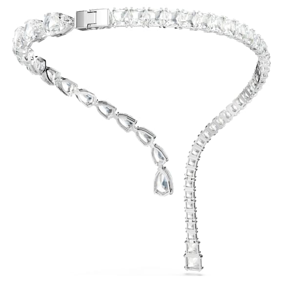 Matrix open necklace, Mixed cuts, White, Rhodium plated - Swarovski, 5692517