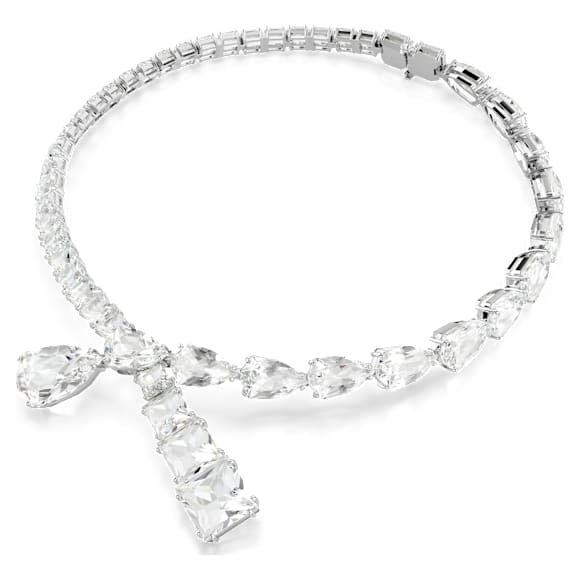 Matrix necklace, Mixed cuts, White, Rhodium plated - Swarovski, 5692521