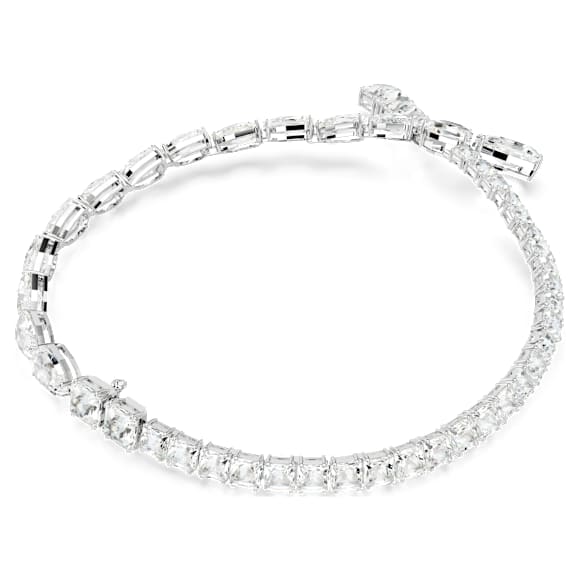 Matrix necklace, Mixed cuts, White, Rhodium plated - Swarovski, 5692521