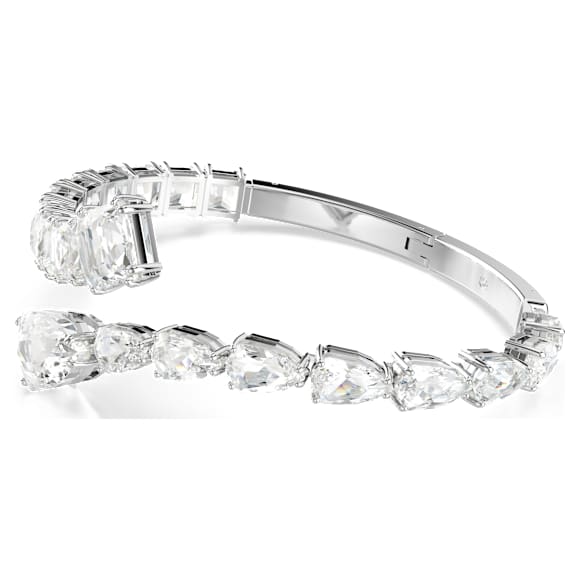 Matrix cuff, Mixed cuts, White, Rhodium plated - Swarovski, 5692527