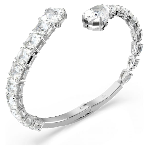 Matrix cuff, Mixed cuts, White, Rhodium plated - Swarovski, 5692527