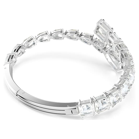 Matrix cuff, Mixed cuts, White, Rhodium plated - Swarovski, 5692527