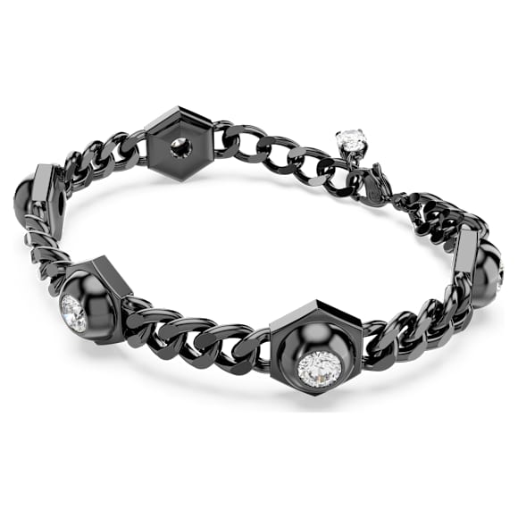 Numina bracelet, Round cut, Black, Ruthenium plated - Swarovski, 5692605