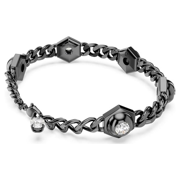 Numina bracelet, Round cut, Black, Ruthenium plated - Swarovski, 5692605