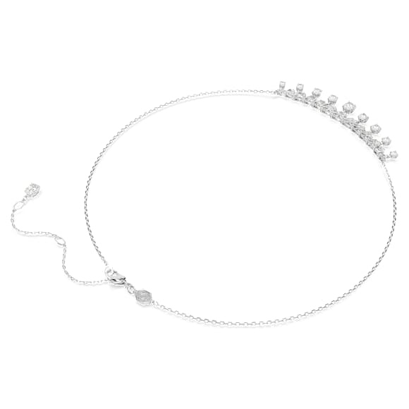 Idyllia necklace, Mixed cuts, Snowflake, White, Rhodium plated - Swarovski, 5692637