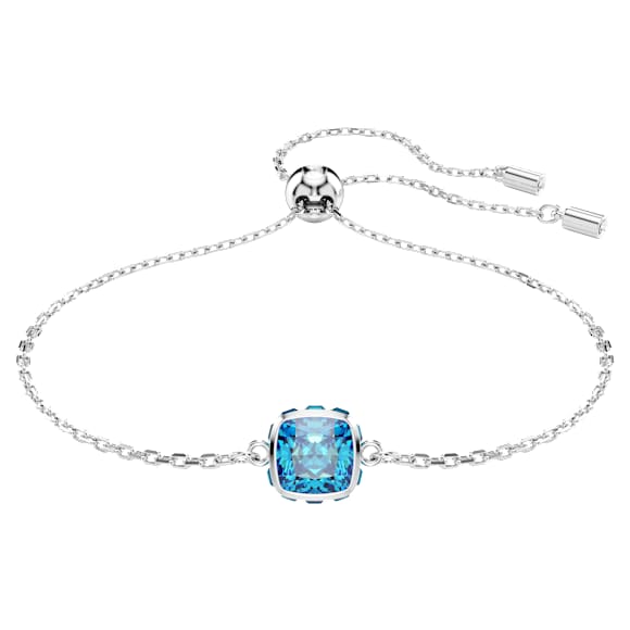 Birthstone karkötő, Négyzet metszéses, December, Kék, Ródium bevonattal - Swarovski, 5692880
