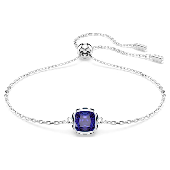 Birthstone bracelet, Square cut, September, Blue, Rhodium plated - Swarovski, 5692881