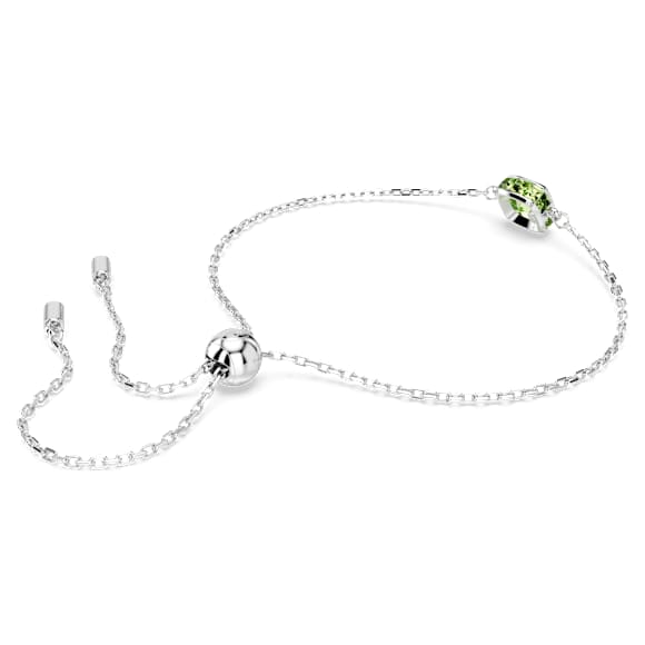 Birthstone bracelet, Square cut, August, Green, Rhodium plated - Swarovski, 5692882