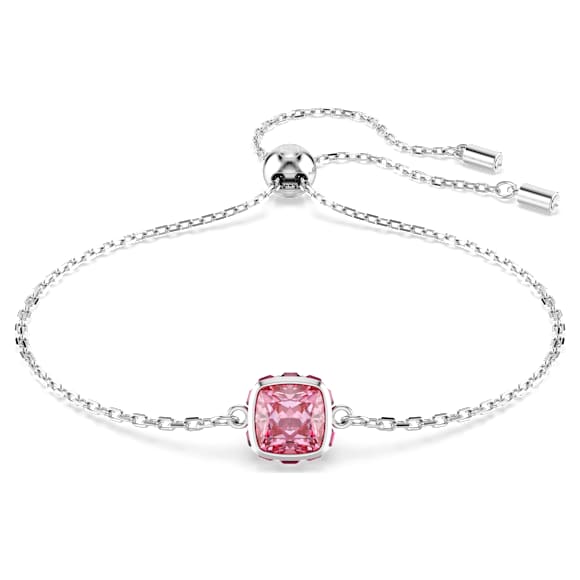 Bracelet Birthstone, Taille Carré, Octobre, Rose, Métal rhodié - Swarovski, 5692883