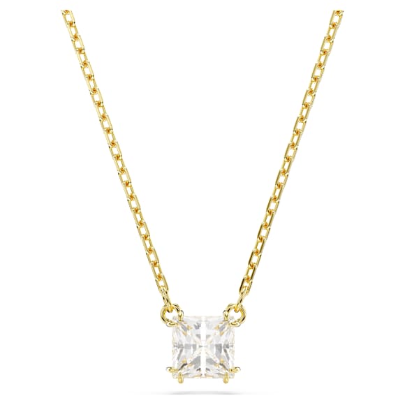 Stilla Attract pendant, Square cut, White, Gold-tone plated - Swarovski, 5693153