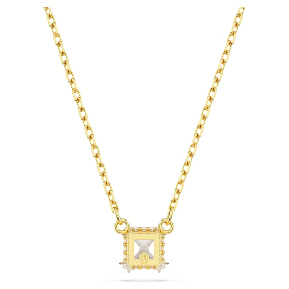 Stilla Attract pendant, Square cut, White, Gold-tone plated - Swarovski, 5693153