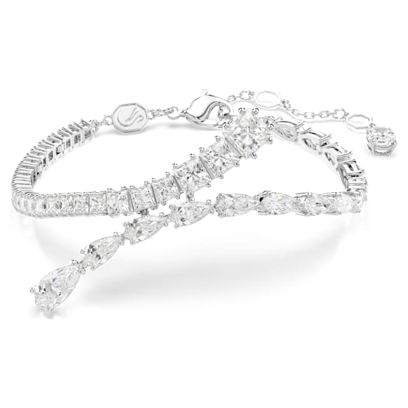 Matrix bracelet, Mixed cuts, White, Rhodium plated - Swarovski, 5693154