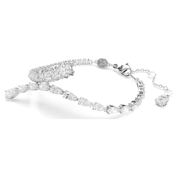 Matrix bracelet, Mixed cuts, White, Rhodium plated - Swarovski, 5693154